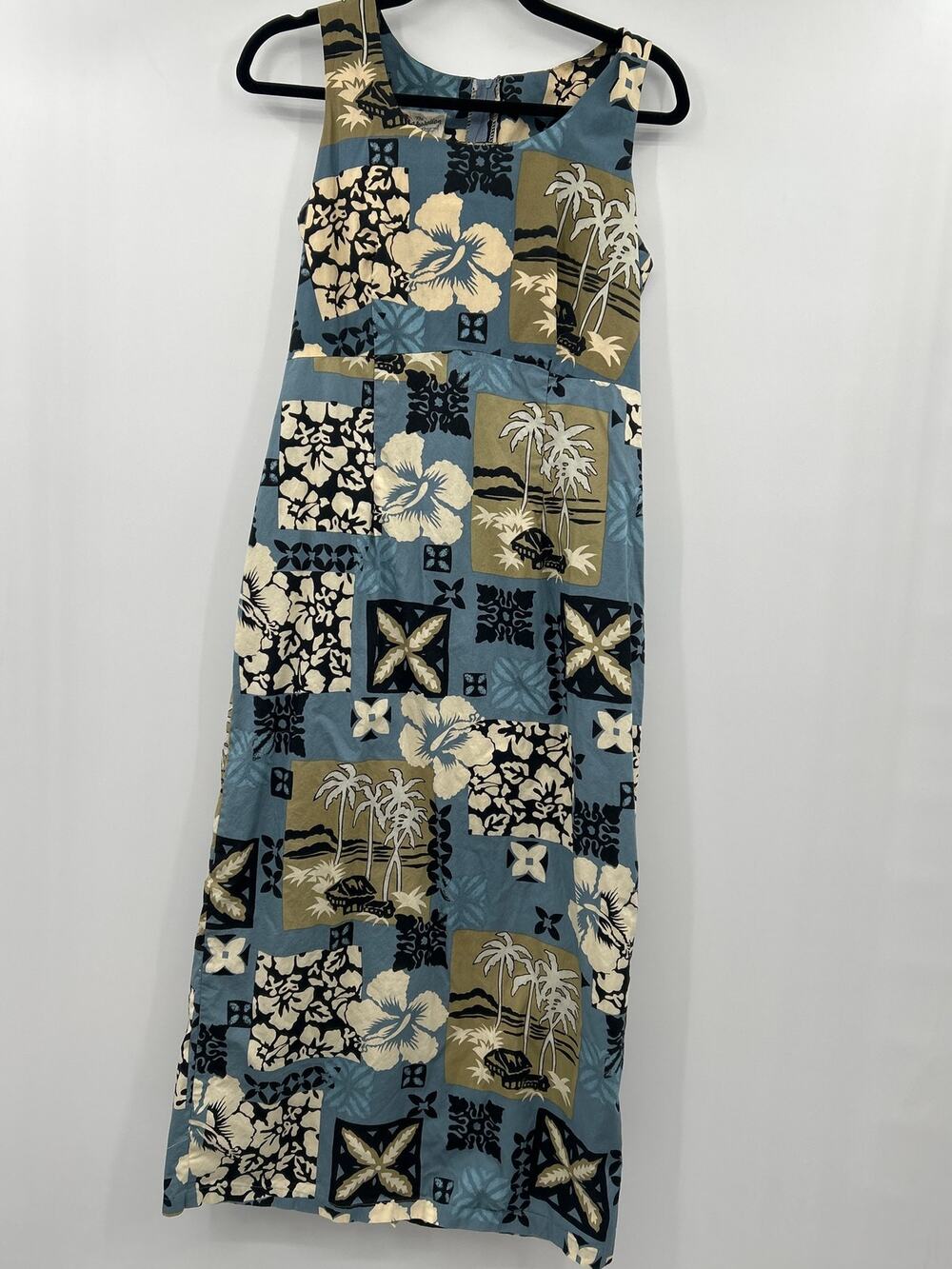 Hilo Hattie Hawaiian Original Cotton Dress Tropical Floral Palm Print Size 12